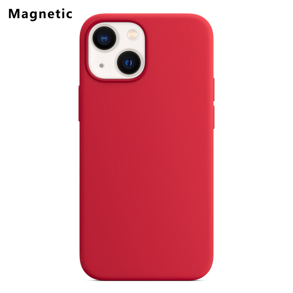 For iPhone 13 Compatible with MagSafe Liquid Silicone Phone Back Cover (No Logo) - Red