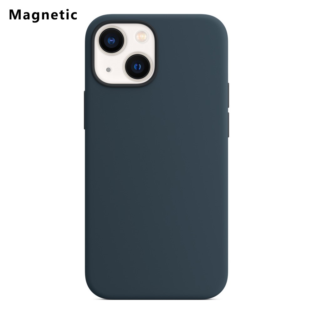 For iPhone 13 Compatible with MagSafe Liquid Silicone Phone Back Cover (No Logo) - Dark Blue