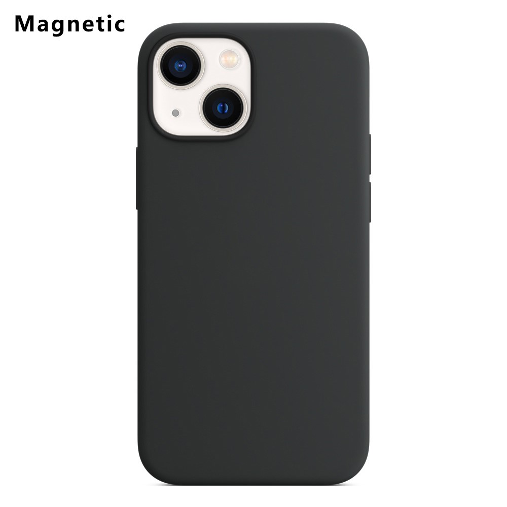 For iPhone 13 Compatible with MagSafe Liquid Silicone Phone Back Cover (No Logo) - Black