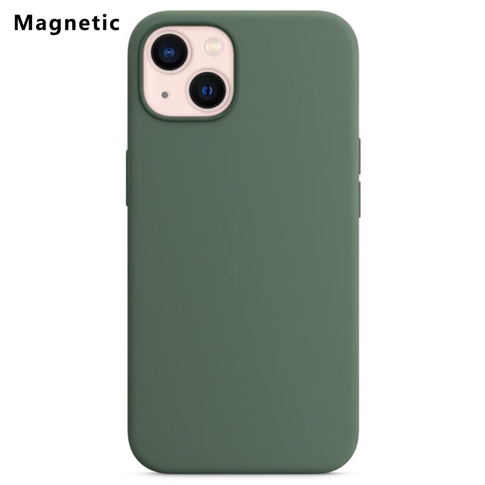For iPhone 13 Compatible with MagSafe Liquid Silicone Phone Back Cover (No Logo) - Midnight Green
