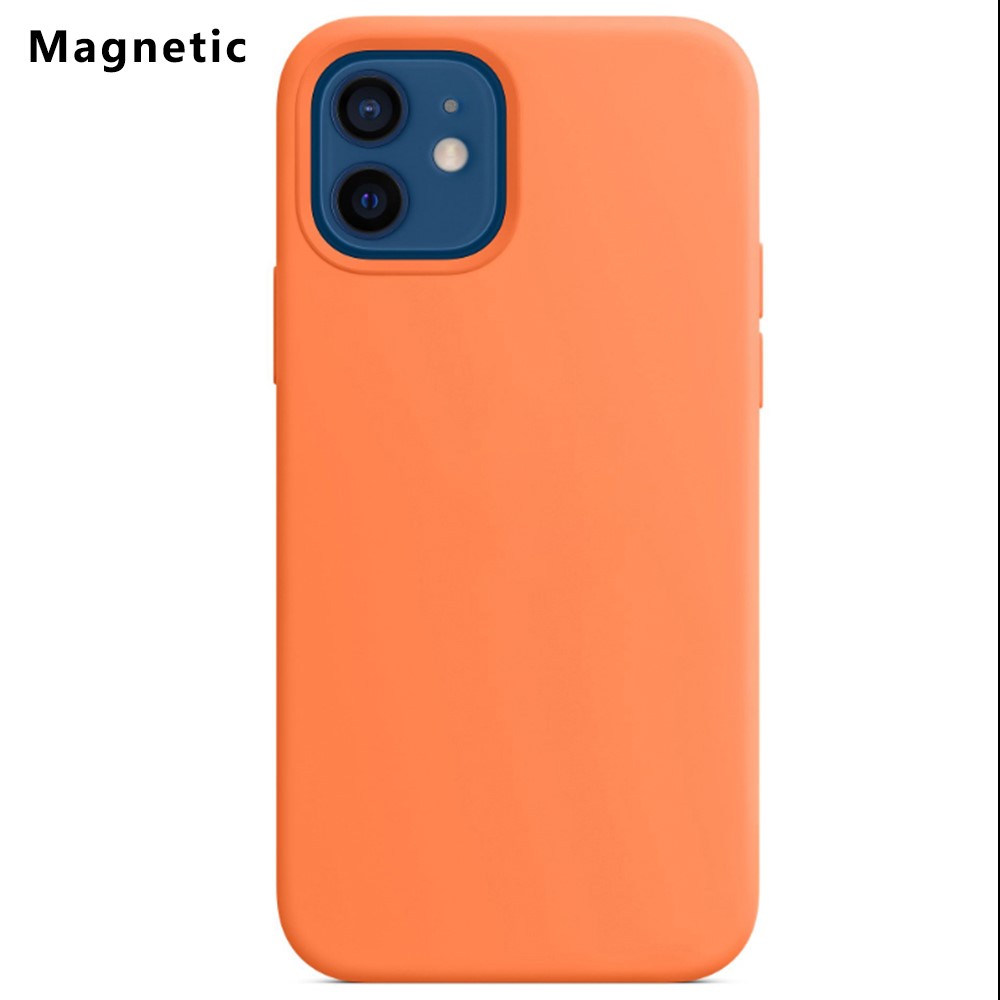 For iPhone 12 / 12 Pro Compatible with MagSafe Liquid Silicone Phone Back Cover (No Logo) - Orange