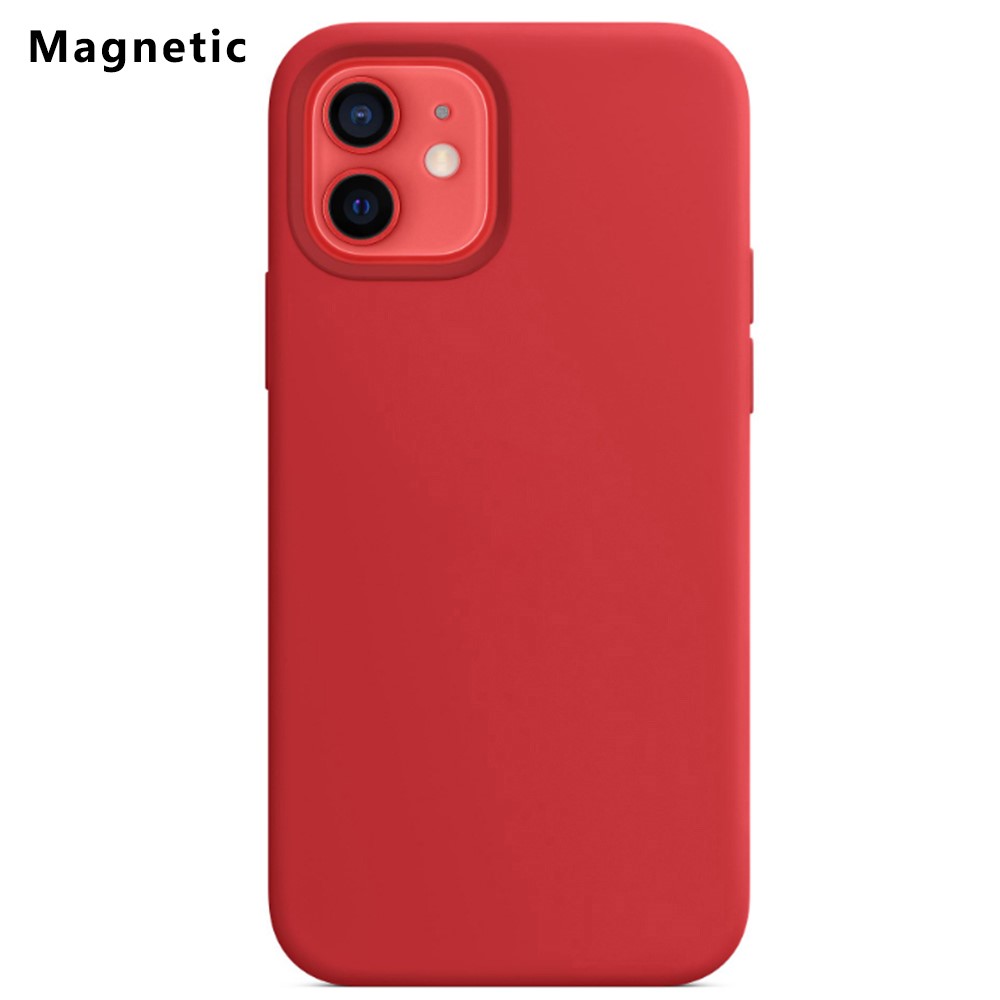 For iPhone 12 / 12 Pro Compatible with MagSafe Liquid Silicone Phone Back Cover (No Logo) - Red