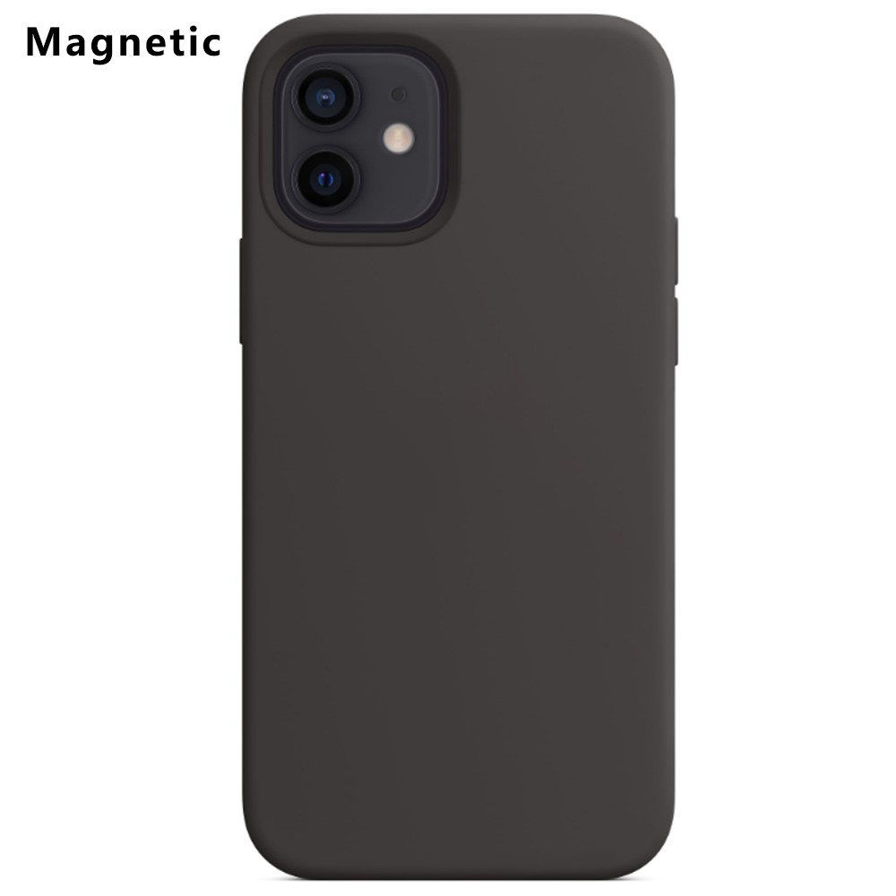 For iPhone 12 / 12 Pro Compatible with MagSafe Liquid Silicone Phone Back Cover (No Logo) - Black