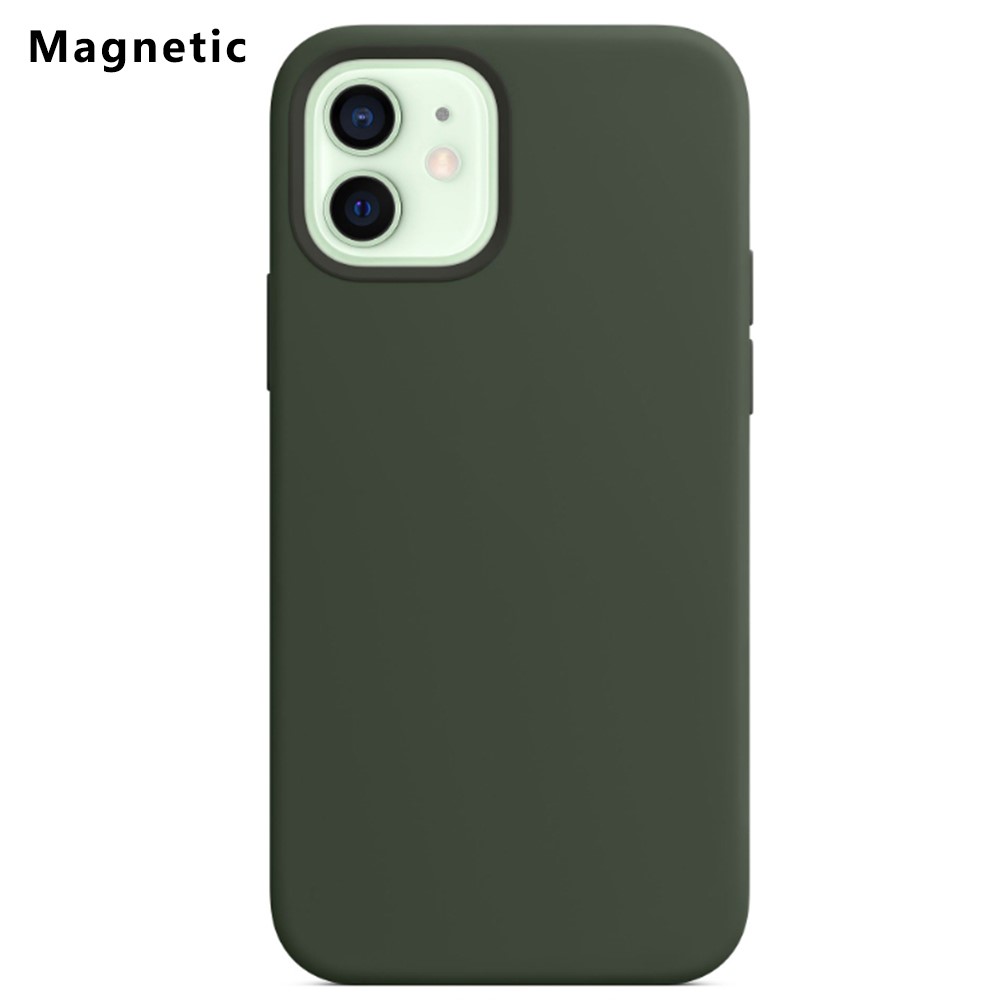 For iPhone 12 mini Compatible with MagSafe Liquid Silicone Phone Back Cover (No Logo) - Dark Green