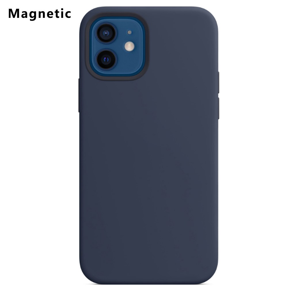 For iPhone 12 mini Compatible with MagSafe Liquid Silicone Phone Back Cover (No Logo) - Dark Blue