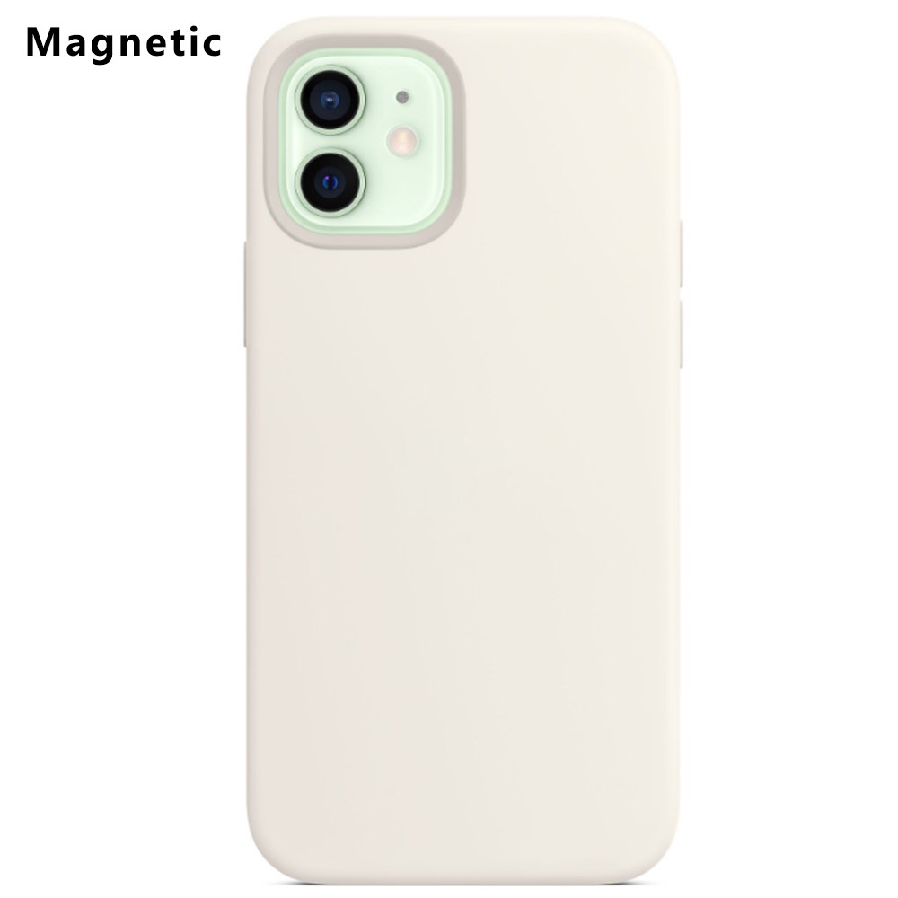 For iPhone 12 mini Compatible with MagSafe Liquid Silicone Phone Back Cover (No Logo) - White