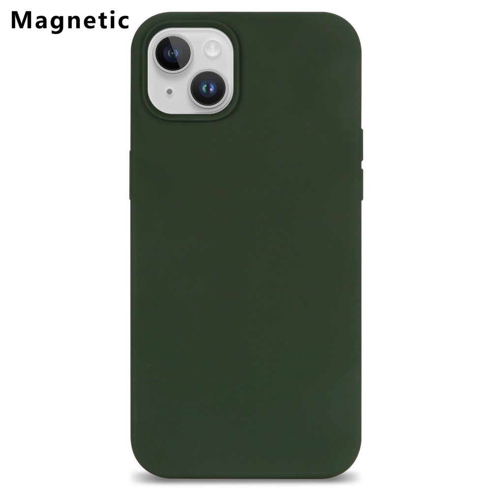 Bulk Purchasing For iPhone 15 Plus Case Compatible with MagSafe Fiber Lining Silicone Phone Back Cover - Blackish Green