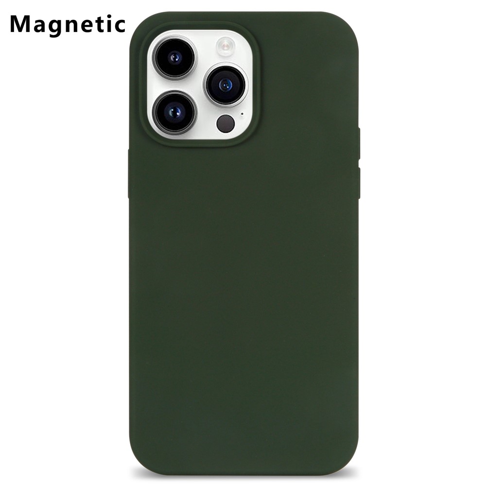 Bulk Purchasing For iPhone 15 Pro Max Case Compatible with MagSafe Fiber Lining Silicone Phone Back Cover - Blackish Green