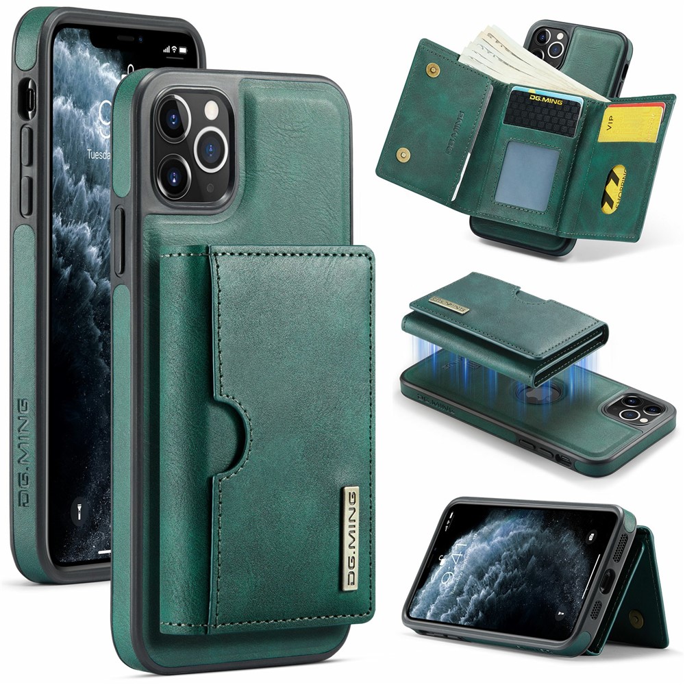 DG.MING M6 Series For iPhone 11 Pro Case Magnetic Wallet PU+PC+TPU Phone Cover - Green