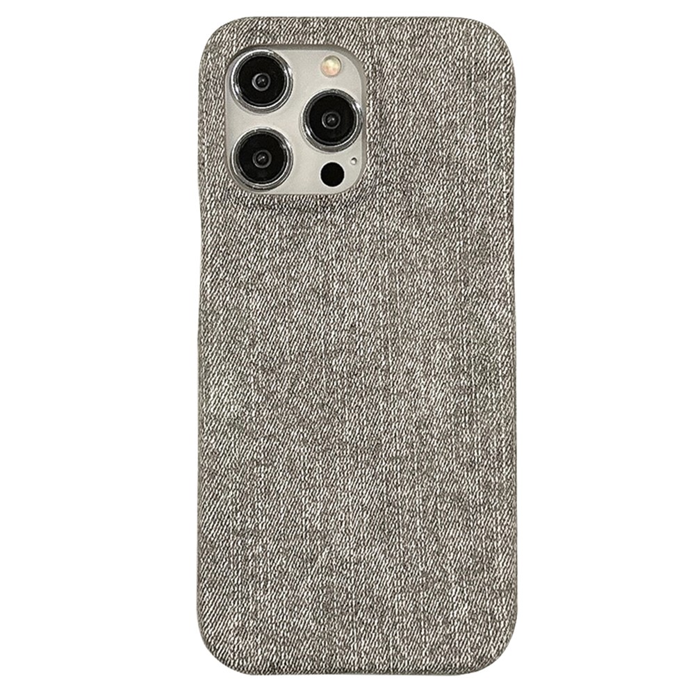 For iPhone 14 Pro Case Jeans Cloth Texture PU Leather + PET Back Cover - Grey