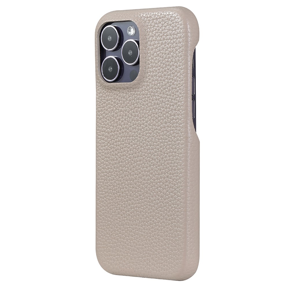 For iPhone 14 Pro Max Case Litchi Texture PU Leather PET Phone Back Cover - Grey
