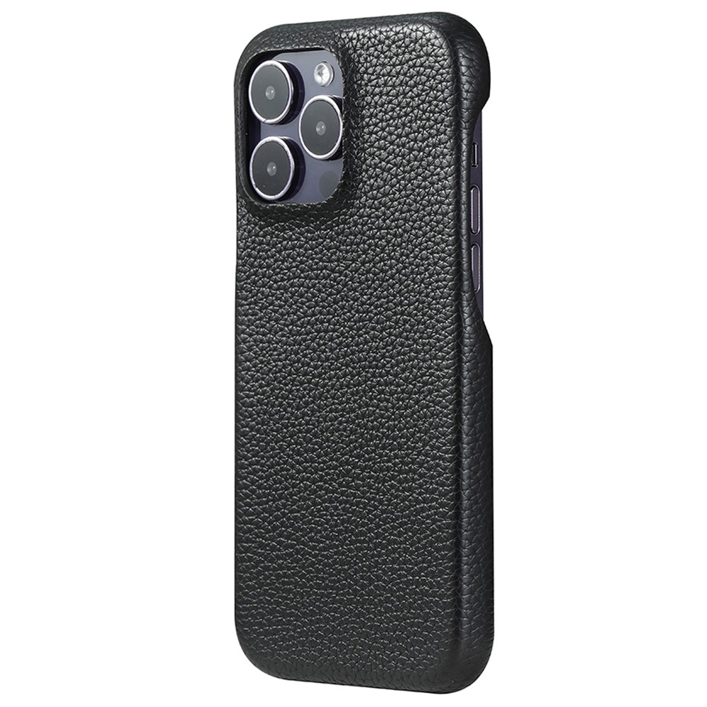For iPhone 14 Pro Case Litchi Texture PU Leather PET Phone Back Cover - Black