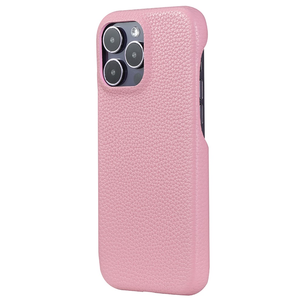 For iPhone 14 Pro Case Litchi Texture PU Leather PET Phone Back Cover - Pink