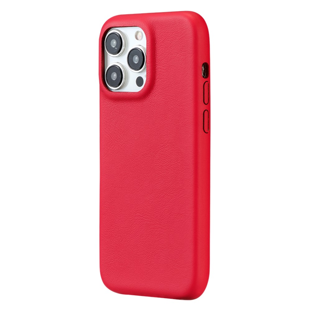 For iPhone 14 Pro Case Skin-Touch Lambskin Texture PU Leather + PET Phone Cover - Red