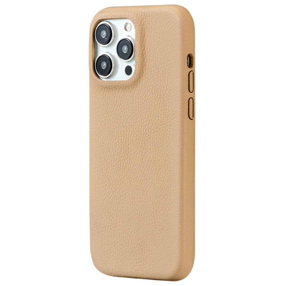 For iPhone 15 Pro Max Phone Case Skin Touch Litchi Texture Leather Coated PET Mobile Cover - Grey