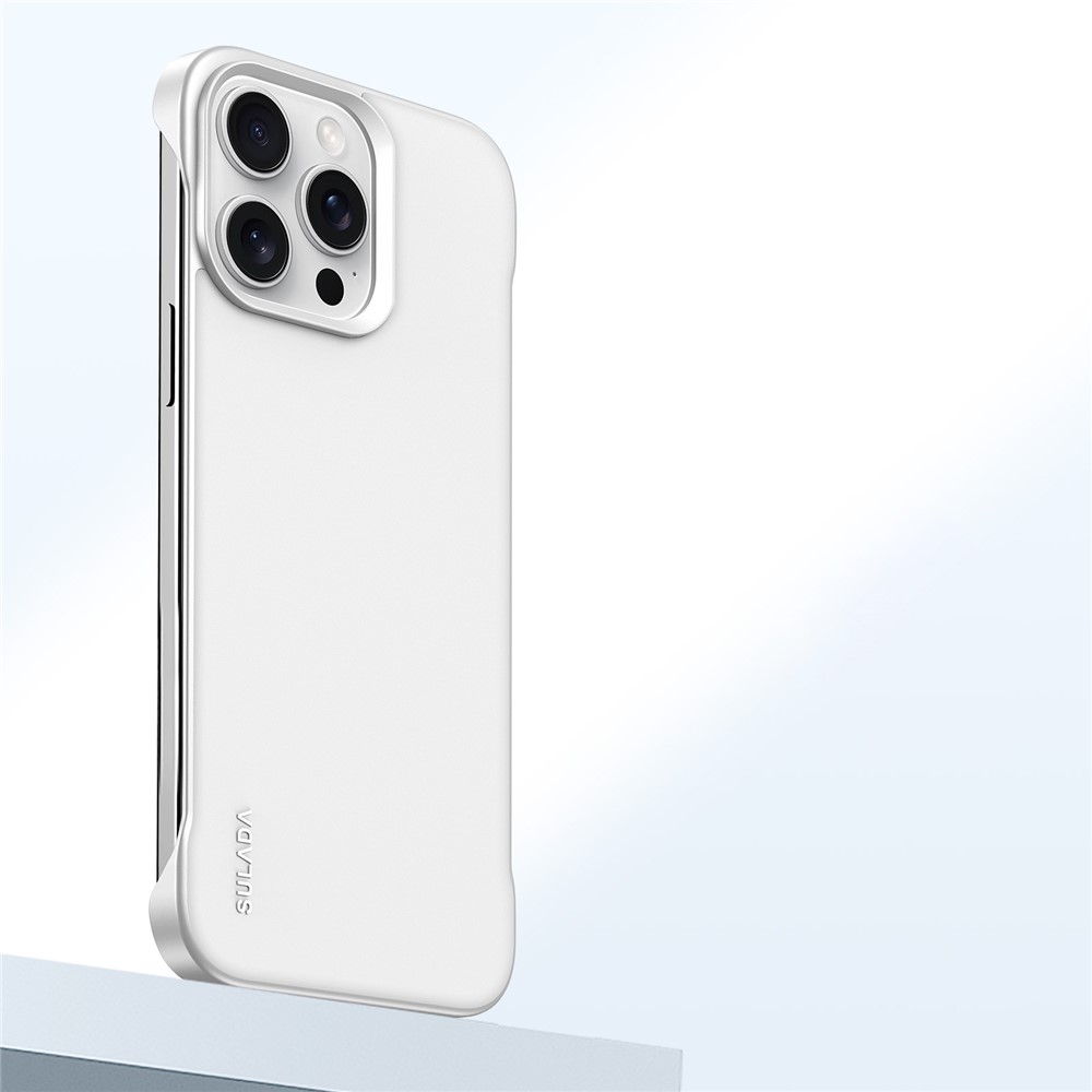 SULADA For iPhone 15 Pro Max Case Frameless PU + PC Back Phone Cover - White