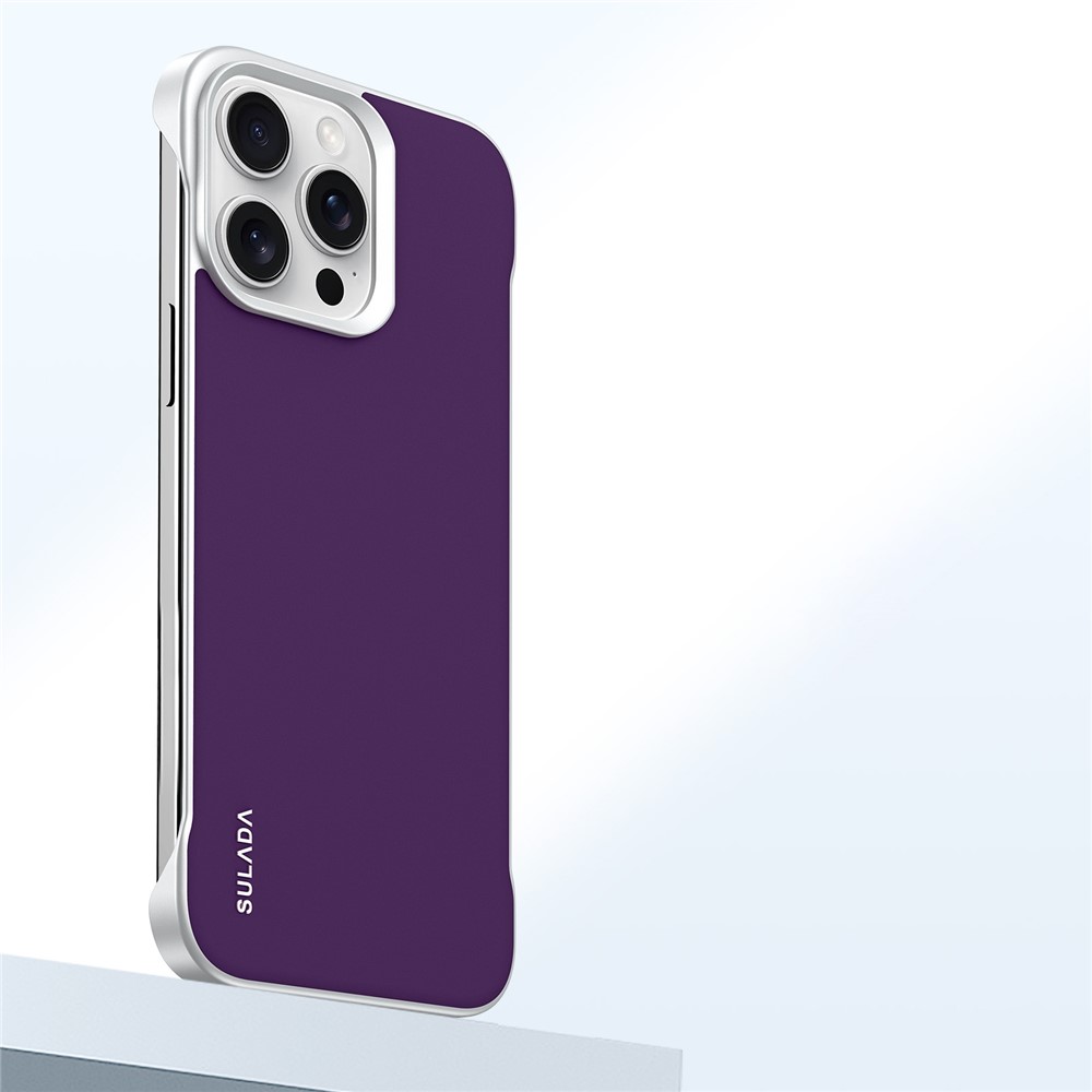 SULADA For iPhone 15 Pro Max Case Frameless PU + PC Back Phone Cover - Purple