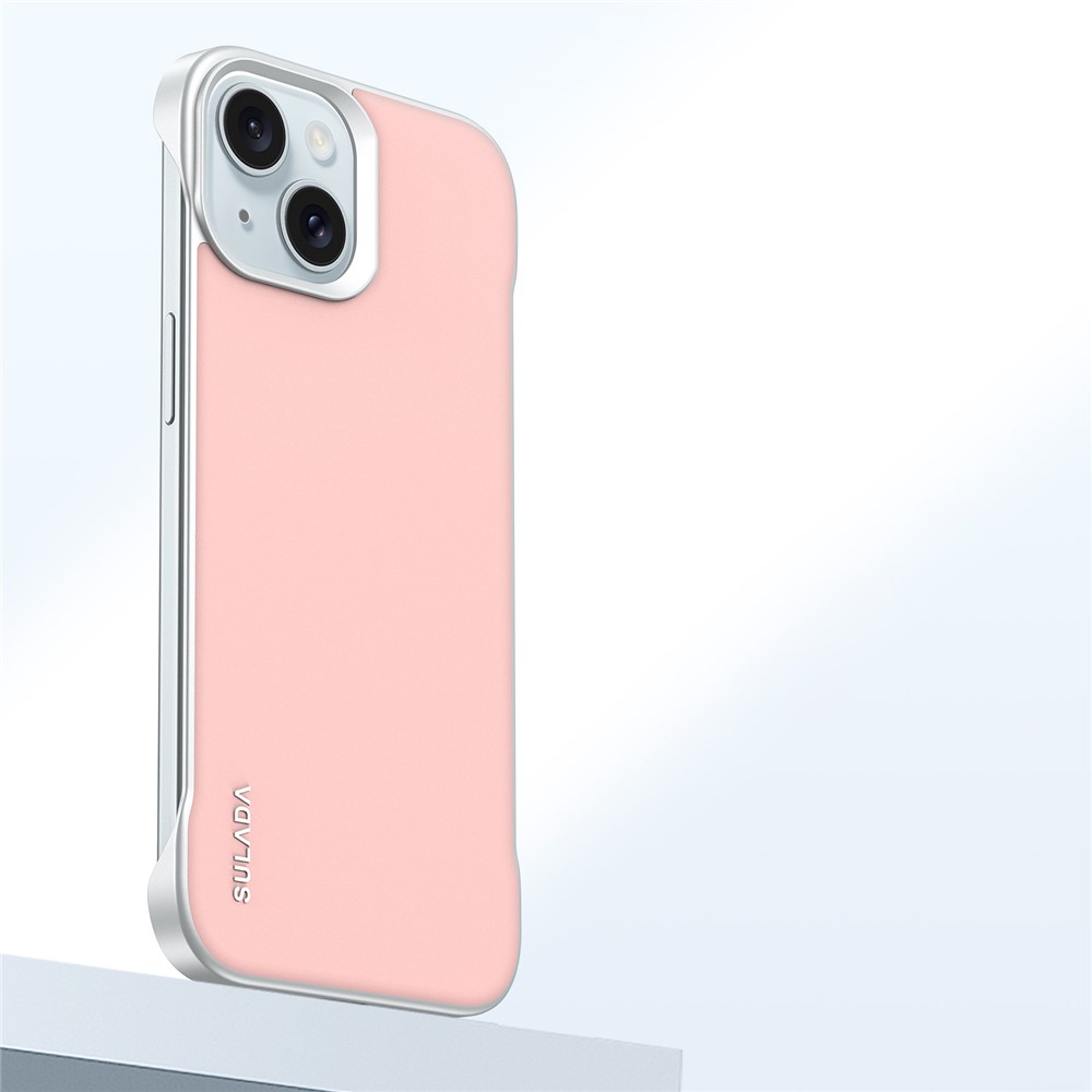 SULADA For iPhone 15 Case Frameless PU + PC Back Phone Cover - Pink