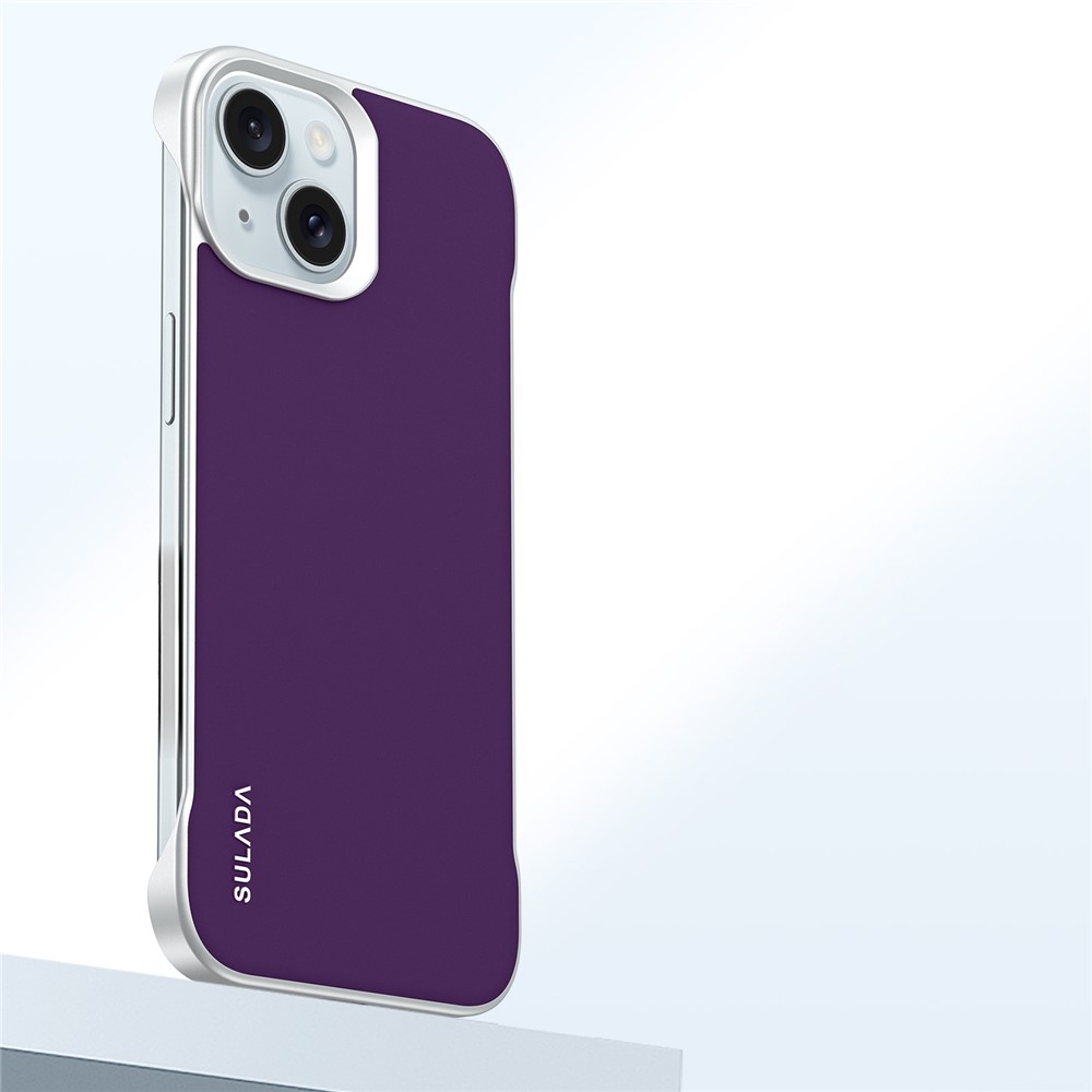 SULADA For iPhone 15 Case Frameless PU + PC Back Phone Cover - Purple