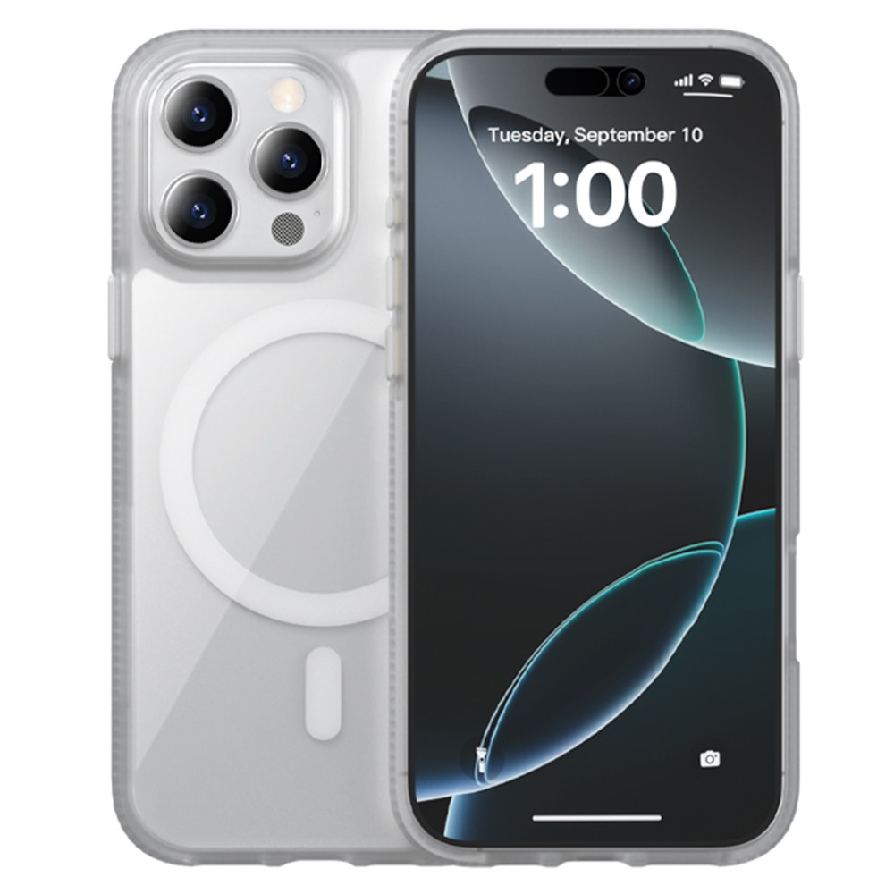 For iPhone 15 Pro Max Case Compatible with MagSafe PC + TPU + PE Shockproof Mobile Cover - White