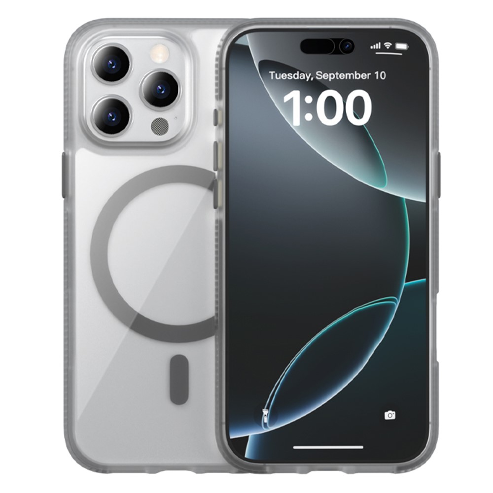 For iPhone 15 Pro Case Compatible with MagSafe PC + TPU + PE Shockproof Mobile Cover - Grey