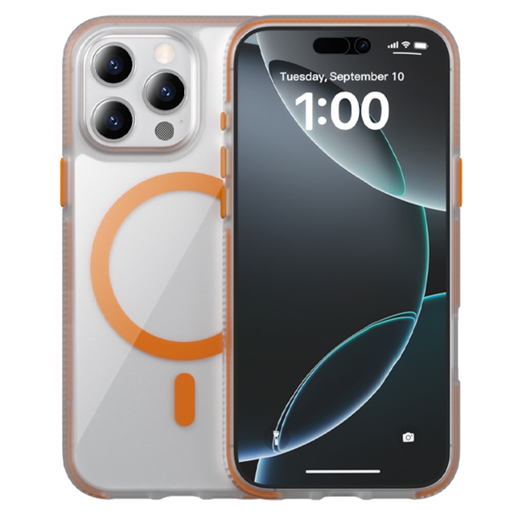 For iPhone 15 Pro Case Compatible with MagSafe PC + TPU + PE Shockproof Mobile Cover - Orange