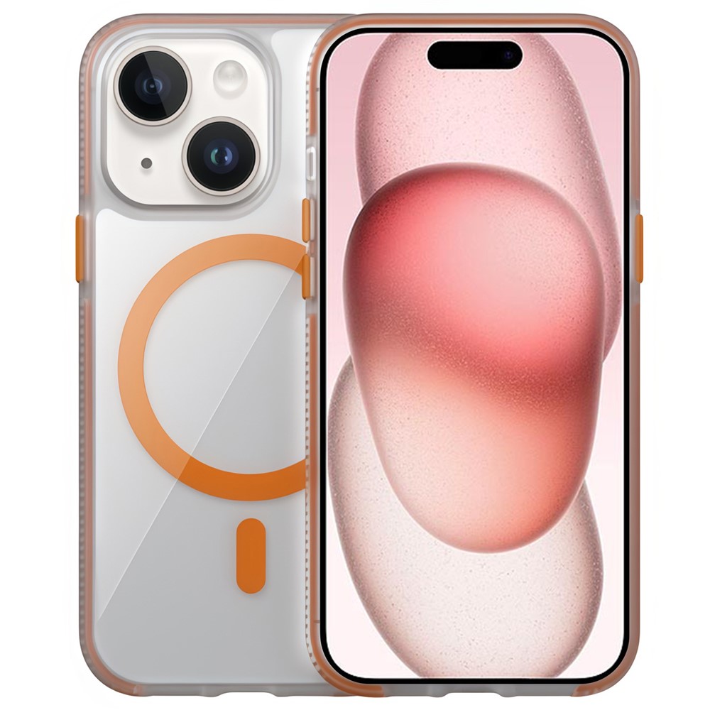 For iPhone 15 Case Compatible with MagSafe PC + TPU + PE Shockproof Mobile Cover - Orange