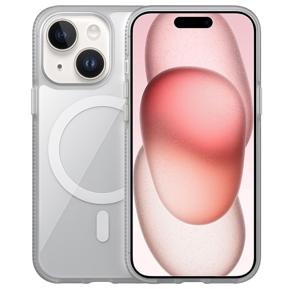 For iPhone 15 Case Compatible with MagSafe PC + TPU + PE Shockproof Mobile Cover - White