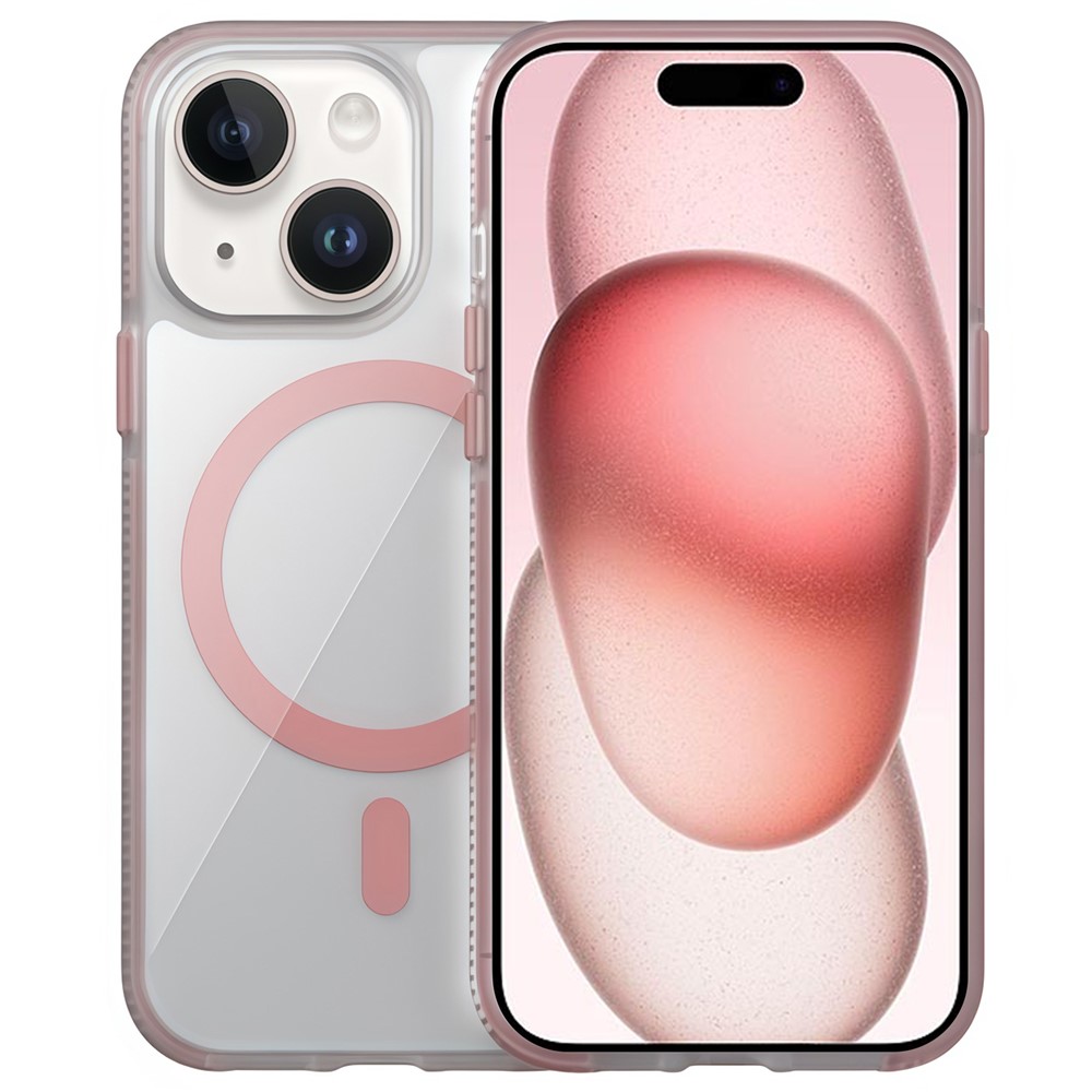 For iPhone 15 Case Compatible with MagSafe PC + TPU + PE Shockproof Mobile Cover - Pink