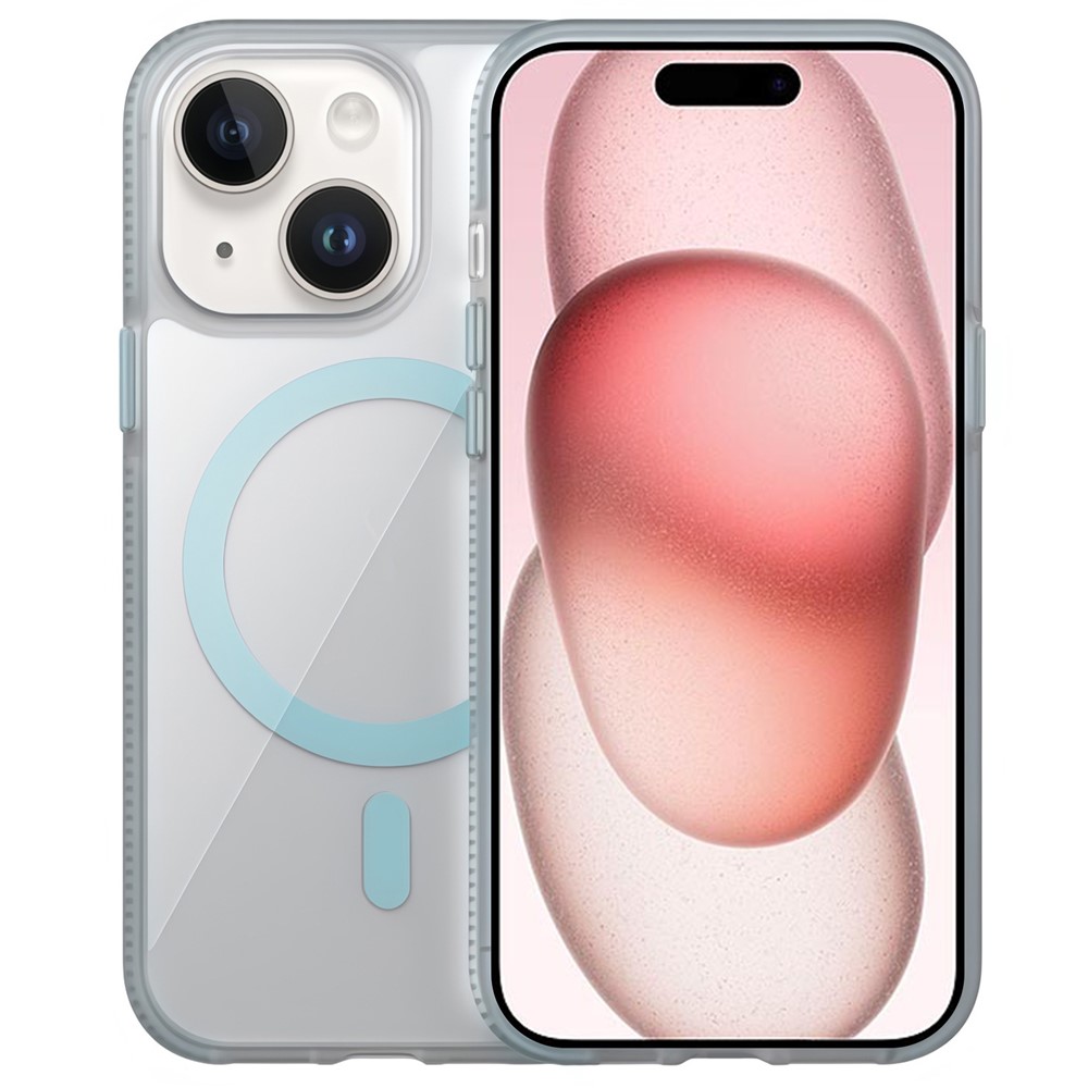 For iPhone 15 Case Compatible with MagSafe PC + TPU + PE Shockproof Mobile Cover - Sky Blue