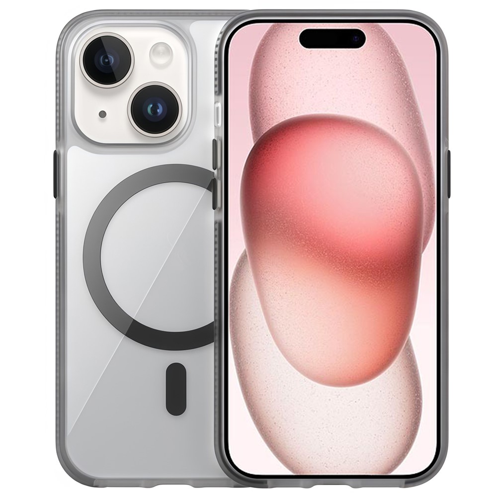 For iPhone 15 Case Compatible with MagSafe PC + TPU + PE Shockproof Mobile Cover - Black