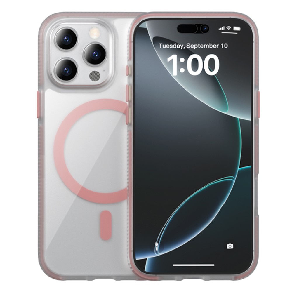 For iPhone 14 Pro Max Case Compatible with MagSafe PC + TPU + PE Shockproof Mobile Cover - Pink