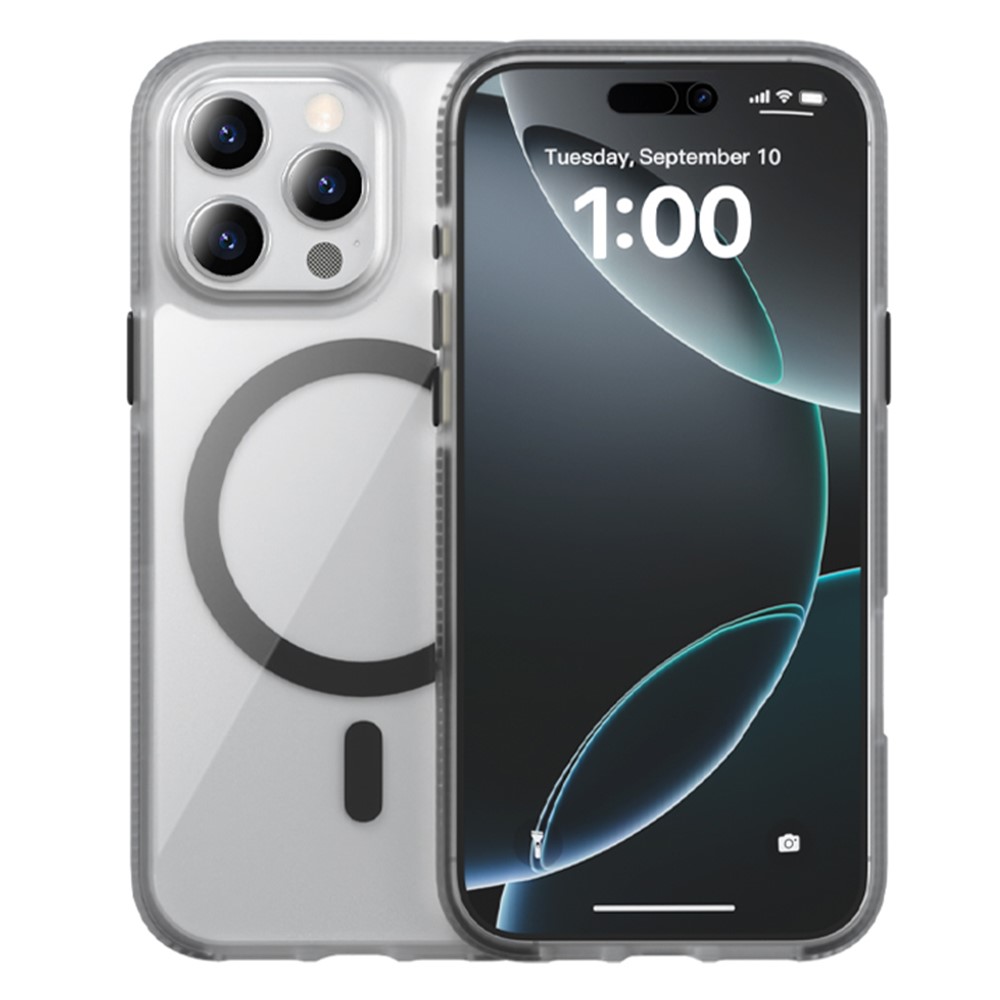 For iPhone 14 Pro Case Compatible with MagSafe PC + TPU + PE Shockproof Mobile Cover - Black