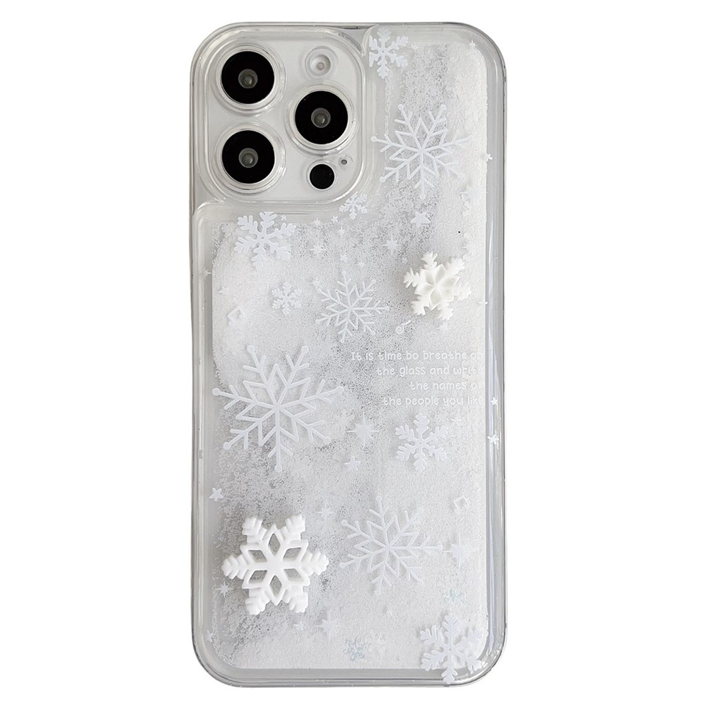 For iPhone 14 Pro Max Case Snowflake Style Liquid Quicksand TPU Protective Cover - Precise Lens Hole