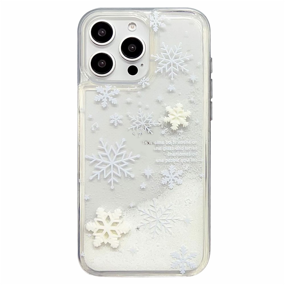 For iPhone 14 Pro Max Case Snowflake Style Liquid Quicksand TPU Protective Cover - Big Lens Cutouts