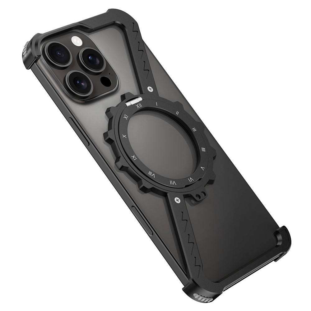 For iPhone 15 Pro Max Kickstand Case Compatible with MagSafe Z Shape Bumper Phone Cover - Black