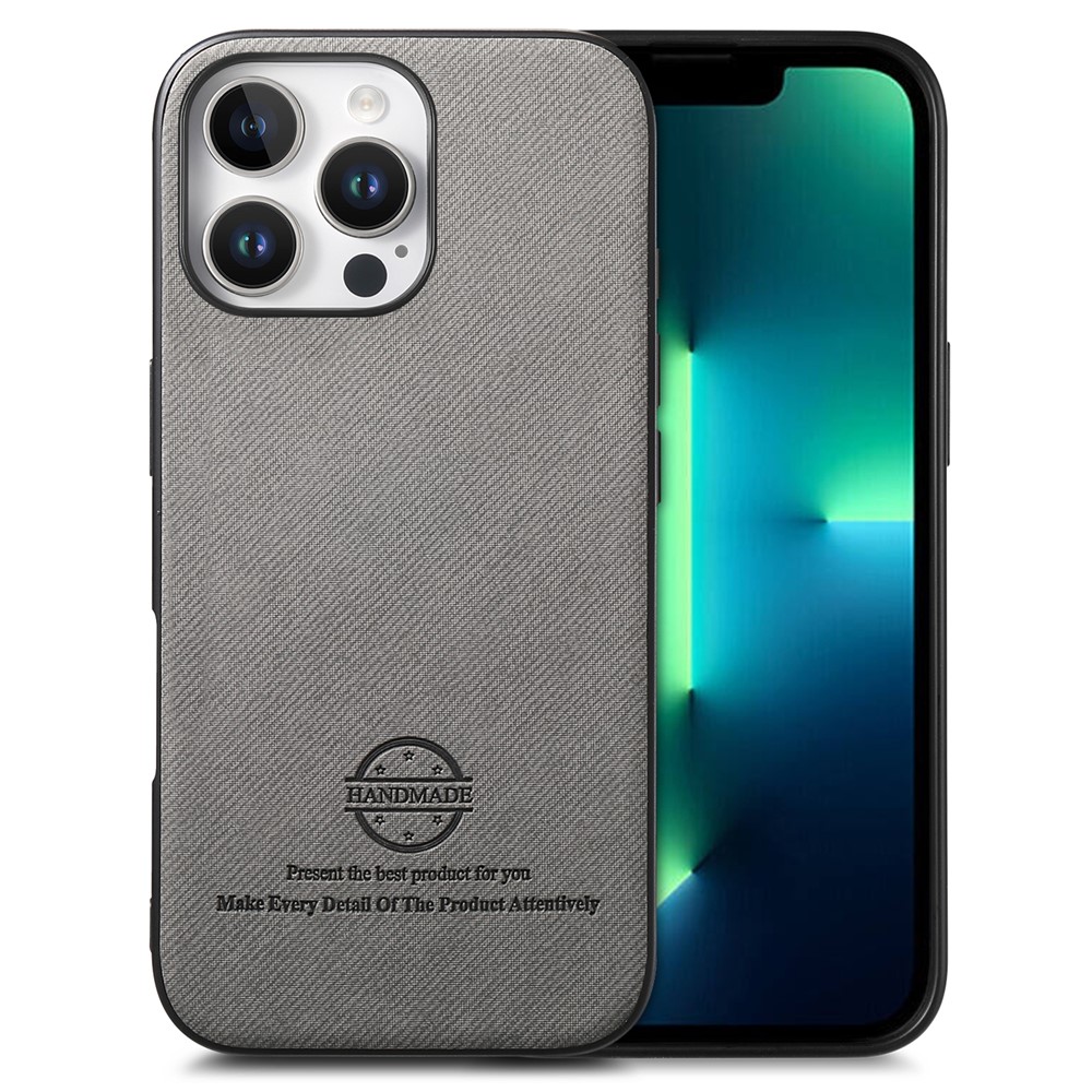 For iPhone 13 Pro Max Case Cloth Texture Leather + PC + TPU Anti-Drop Phone Cover - Grey