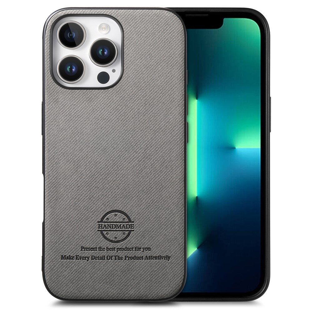 For iPhone 13 Pro Case Cloth Texture Leather + PC + TPU Anti-Drop Phone Cover - Grey