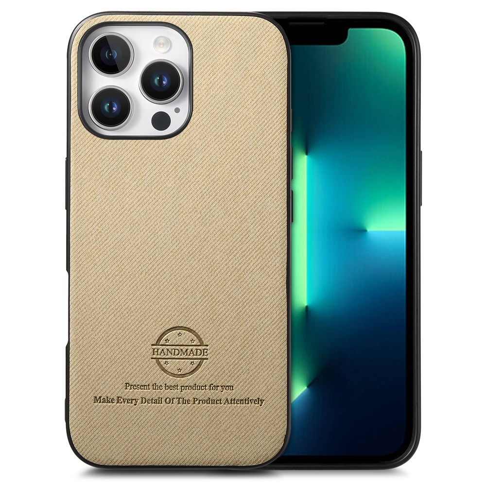 For iPhone 13 Pro Case Cloth Texture Leather + PC + TPU Anti-Drop Phone Cover - Khaki