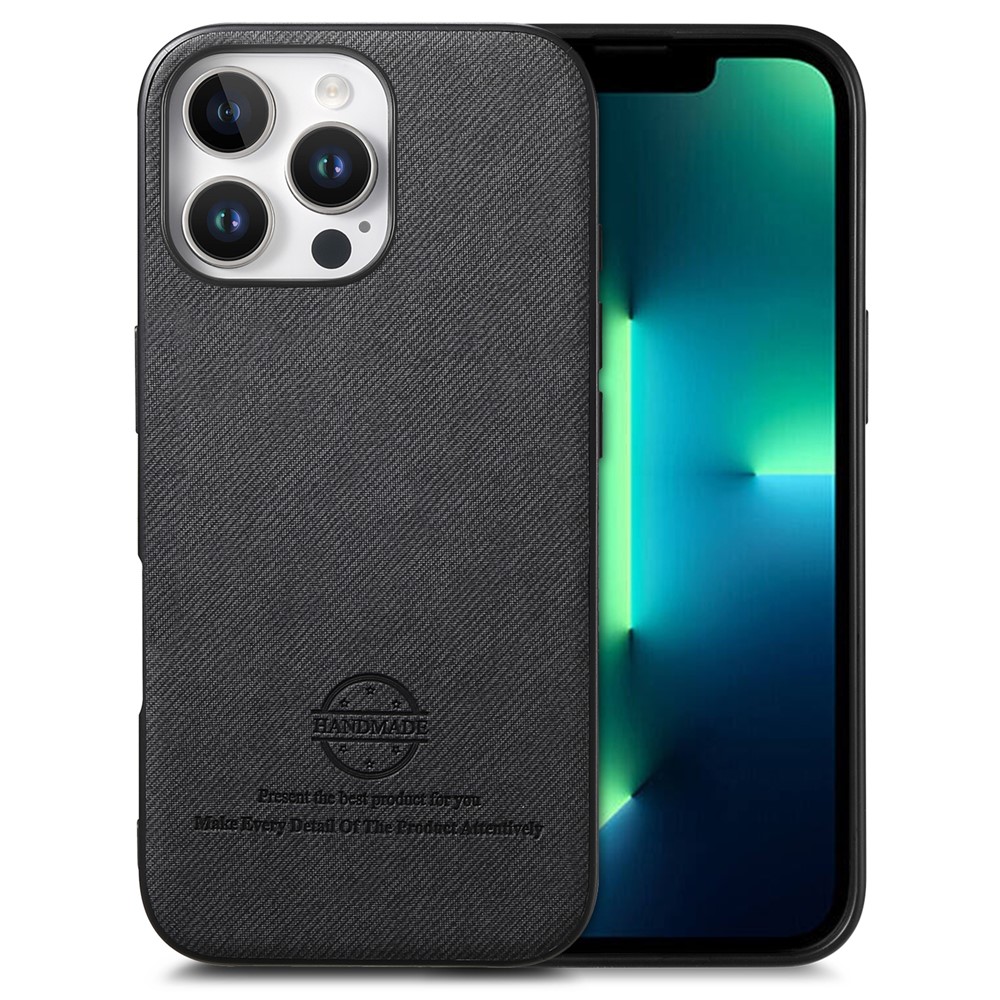 For iPhone 13 Pro Case Cloth Texture Leather + PC + TPU Anti-Drop Phone Cover - Black