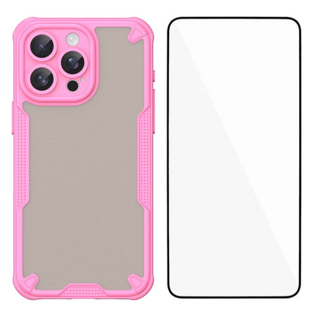 WANLONFENG MFFJ Series For iPhone 13 Pro Max Case Anti Drop TPU Phone Back Cover with Screen Film - Pink