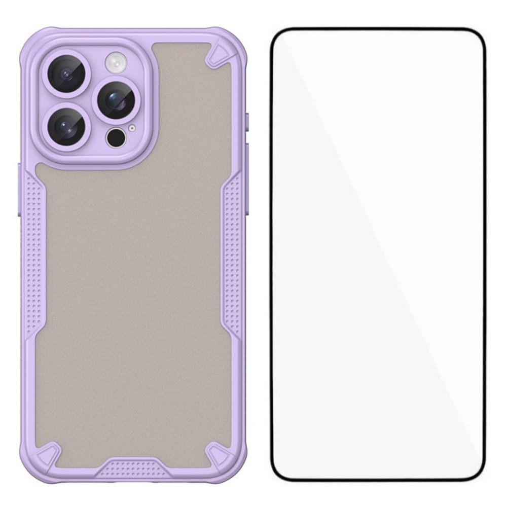 WANLONFENG MFFJ Series For iPhone 13 Pro Max Case Anti Drop TPU Phone Back Cover with Screen Film - Purple