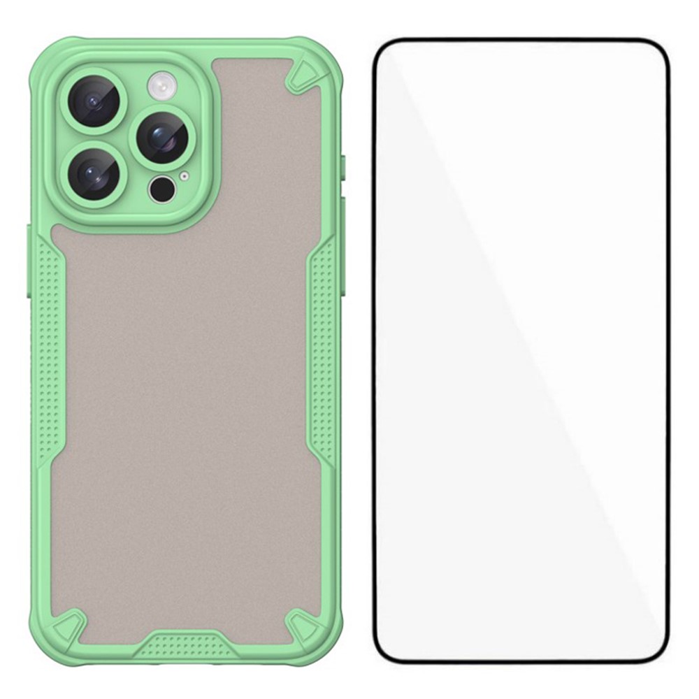 WANLONFENG MFFJ Series For iPhone 13 Pro Case Anti Drop TPU Phone Back Cover with Screen Film - Green