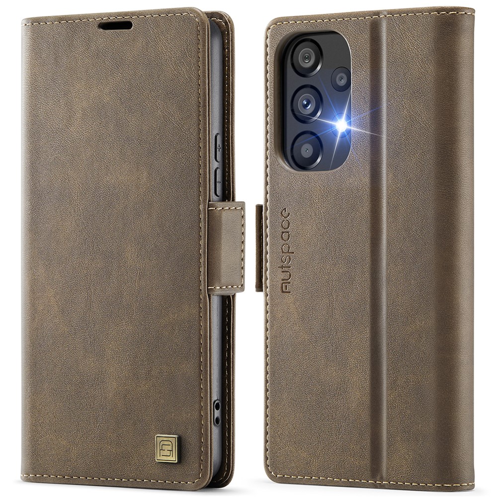 AUTSPACE For Samsung Galaxy A33 5G Case  A11 RFID Blocking Retro Leather Cell Phone Wallet Cover - Brown