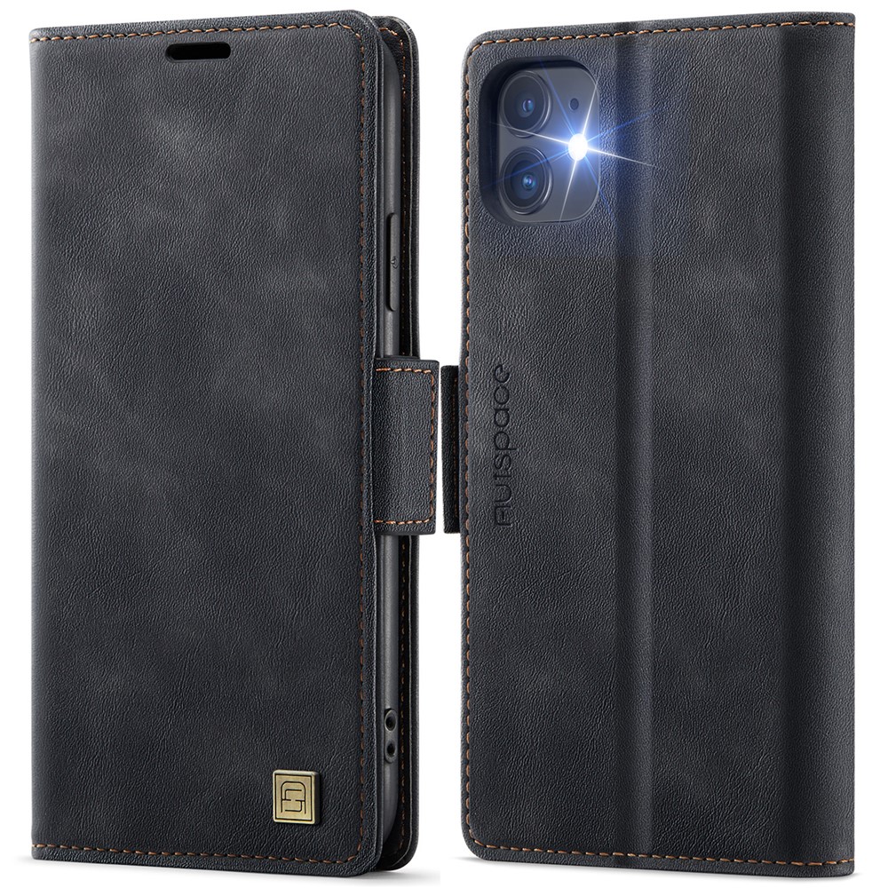 For iPhone 11 Case AUTSPACE A11 RFID Blocking Retro Leather Cell Phone Wallet Cover - Black