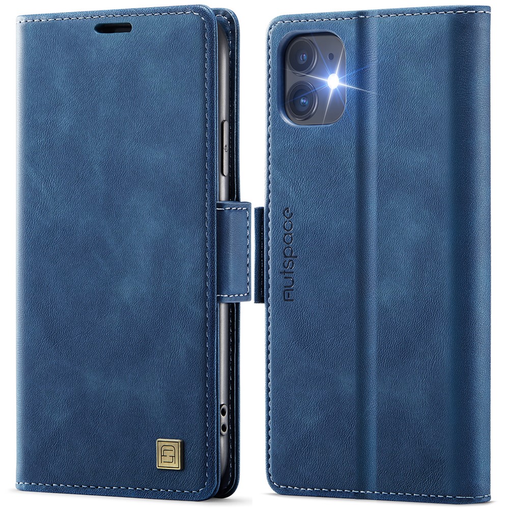 For iPhone 11 Case AUTSPACE A11 RFID Blocking Retro Leather Cell Phone Wallet Cover - Blue