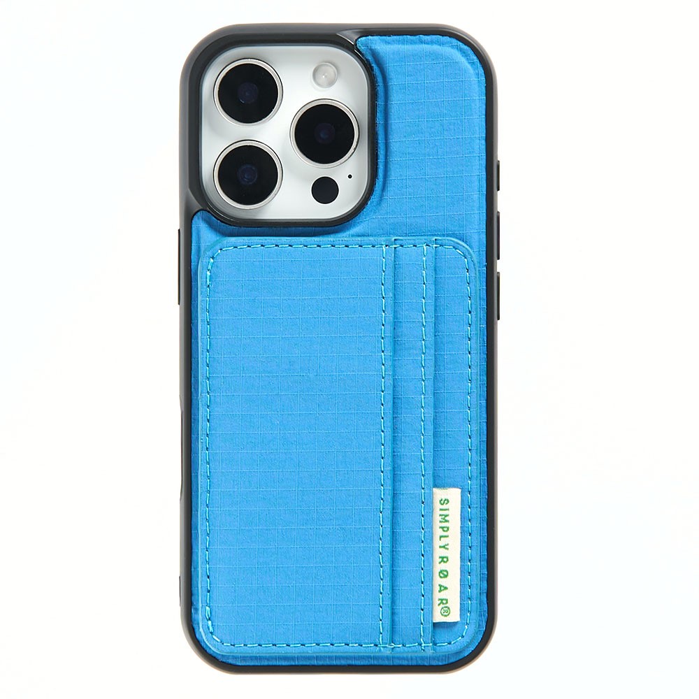 SIMPLY ROAR For iPhone 13 Pro Max Case with Card Holder Kickstand Retro Leather Back Cover - Blue