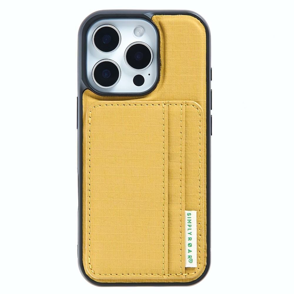 SIMPLY ROAR For iPhone 13 Pro Max Case with Card Holder Kickstand Retro Leather Back Cover - Yellow