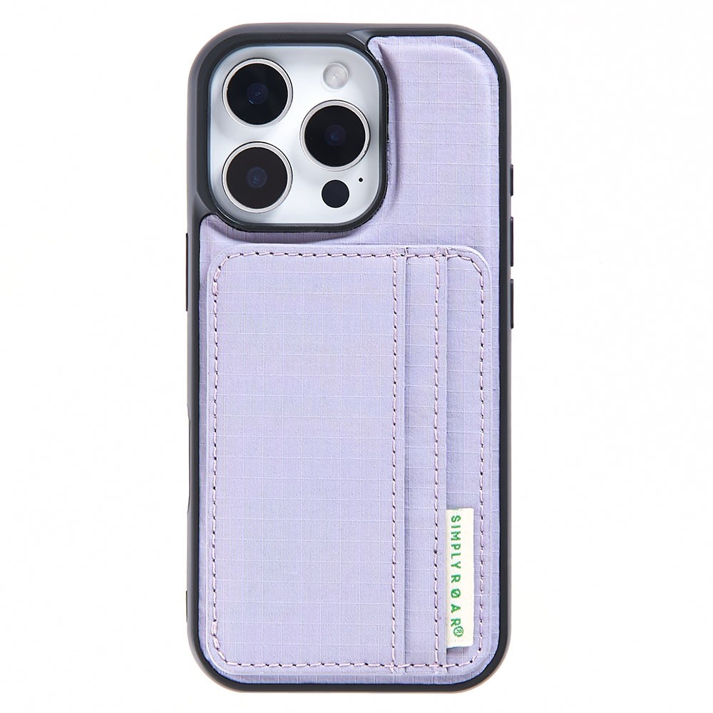 SIMPLY ROAR For iPhone 13 Pro Max Case with Card Holder Kickstand Retro Leather Back Cover - Light Purple