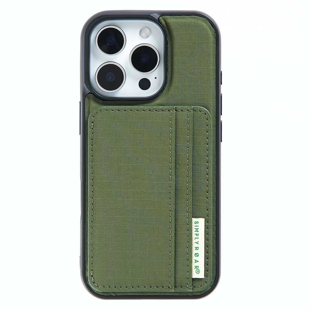 SIMPLY ROAR For iPhone 13 Pro Case with Card Holder Kickstand Retro Leather Back Cover - Green